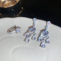 Copper Zircon Rhombus Teardrop Tassel Drop Earrings With Silver Needle Elegant Light Luxury view 4