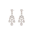 Copper Zircon Rhombus Teardrop Tassel Drop Earrings With Silver Needle Elegant Light Luxury view 5