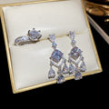 Copper Zircon Rhombus Teardrop Tassel Drop Earrings With Silver Needle Elegant Light Luxury view 2