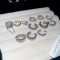 Sparkling Zircon Heart Copper No-Piercing Ear Cuff Clip Jewelry Set Minimalist Geometric Style view 2