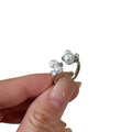 Zircon Pearl Flower Open Ring For Women view 5
