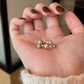 Zircon Pearl Flower Open Ring For Women view 4