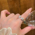 French Zircon Pearl Flower Open Ring For Women view 3