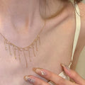 Korean Metal Tassel Sweater Necklace Geometric Round Light Luxury Minimalist Clavicle Chain view 4