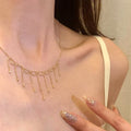 Korean Metal Tassel Sweater Necklace Geometric Round Light Luxury Minimalist Clavicle Chain view 2