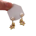 Silver Needle Zircon Enamel Horse Faux Pearl Stud Earrings, Vintage Light Luxury Zodiac Jewelry view 5