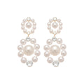 French Vintage Faux Pearl Round Zircon Silver Post Drop Earrings For Women view 5