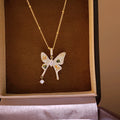 Korean Light Luxury Copper Zircon Butterfly Pendant Necklace Elegant Minimalist Clavicle Chain view 1