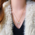 Korean Light Luxury Copper Zircon Butterfly Pendant Necklace Elegant Minimalist Clavicle Chain view 4
