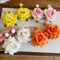 Sweet Floral Fabric Drop Earrings Light Luxury Vacation Style Flower Earrings view 2