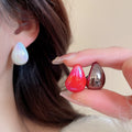 Iridescent Acrylic Teardrop Stud Earrings Jewelry Set, Minimalist Modern Light Luxury Ear Accessories view 2
