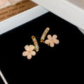 18K Gold Plated Copper Zircon Flower Stud Earrings With Silver Pins Elegant Light Luxury Style view 4