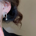 Light Luxury Copper Zircon Star Drop Earrings With Silver Pin Multilayer Niche Design view 3