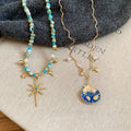 Maillard Style Shell Beaded Star Sweater Necklace, Beach Vacation Clavicle Chain view 4