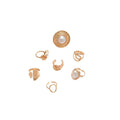 European American Faux Pearl Crinkle Stripe Open Bangle Ring Geometric Statement Jewelry view 5