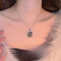 Light Luxury Copper Necklace With Sparkling Zircon Square Pendant Elegant Court Style Collarbone Chain view 3