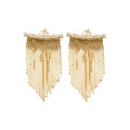 Gold Plated Copper Zircon Tassel Drop Earrings For Women Vintage Geometric Office Style view 5