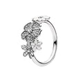 Silver-Tone Open Floral Leaf Ring With Beaded Details view 2