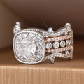 Two Tone Colorblock Wave Line Triangle Thorn Ring For Women, Trendy Fashion Statement Jewelry view 3