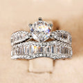 Korean Luxury Matching Couple Rings For Women, Sparkling Wedding Dress Valentine Jewelry view 3