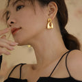 Metal Irregular Geometric Quadrilateral Stud Earrings French Vintage Light Luxury Daily Style view 2