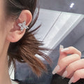 Light Luxury Copper Zircon Cross Clip-on Earrings Geometric No-Piercing Ear Cuff Jewelry view 3