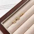 Copper Zircon Flower Stud Earrings Jewelry Set For Women, Minimalist Versatile Daily Commuter Style view 4