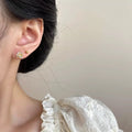 Copper Zircon Flower Stud Earrings Jewelry Set For Women, Minimalist Versatile Daily Commuter Style view 3