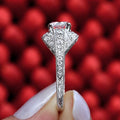 Silver Marquise Halo Ring In A Polished Decorative Design view 4
