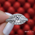 Silver Marquise Halo Ring In A Polished Decorative Design view 5