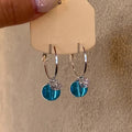 Glass Round Pendant Hoop Earrings With Silver Pin, Light Luxury Playful Geometric Casual Style view 2