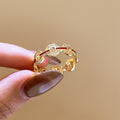 18K Gold Plated Zircon Round Open Ring For Women – Gold view 2