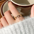 18K Gold Plated Zircon Round Open Ring For Women – Gold view 3