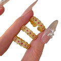 Gold Plated Copper Zircon Chinese Coin Open Ring For Women Retro Geometric Adjustable Ring view 5