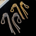 Vintage Iron Chain Knot Tassel Drop Earrings Geometric Statement Stud Style For Women view 1
