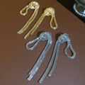 Vintage Iron Chain Knot Tassel Drop Earrings Geometric Statement Stud Style For Women view 3