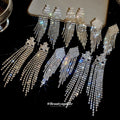 Copper Zircon Geometric Rhombus Tassel Drop Earrings With Silver Needle, Court Style view 1