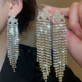 Copper Zircon Geometric Rhombus Tassel Drop Earrings With Silver Needle, Court Style view 4