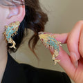 Alloy Rhinestone Koi Stud Earrings, New Chinese Style Vintage Light Luxury Jewelry view 1