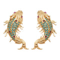 Alloy Rhinestone Koi Stud Earrings, New Chinese Style Vintage Light Luxury Jewelry view 5