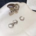 Minimalist Metal Smooth Wrinkle C-Shaped Stud Earrings Light Luxury Geometric Round Ear Jewelry view 2