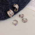 Minimalist Metal Smooth Wrinkle C-Shaped Stud Earrings Light Luxury Geometric Round Ear Jewelry view 4