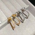 Light Luxury Gold Plated Copper Zircon C Shape Hoop Earrings With Silver Posts For Women view 3
