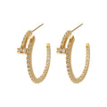 Light Luxury Gold Plated Copper Zircon C Shape Hoop Earrings With Silver Posts For Women view 5