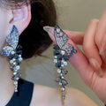 Vintage Copper Zircon Water Drop Stud Earrings For Women, European-Inspired Luxury Statement Jewelry view 4