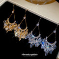 Gold Plated Copper Zircon Teardrop Tassel Hook Earrings French Vintage Light Luxury view 3