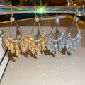 Gold Plated Copper Zircon Teardrop Tassel Hook Earrings French Vintage Light Luxury view 1