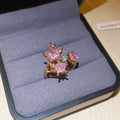Korean Light Luxury Copper Zircon Star Open Ring Elegant Sweet Adjustable Finger Jewelry view 4