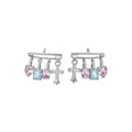 Copper Zircon Cross Heart Stud Earrings Sweet Cool Trendy Fashion Niche Design view 5