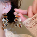 Vintage Maillard Artificial Crystal Teardrop Tassel Stud Earrings With Silver Pin view 1